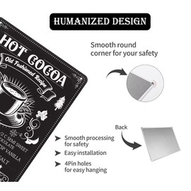 Vintage Metal Tin Sign Hot Cocoa Old Fashioned Recipe Sign Rustic Farmhouse Christmas Decor for Home Kitchen Hot Cocoa Bar Winter Art Plaque Decor 8x12 Inch