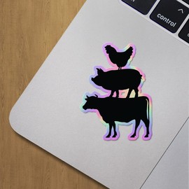Holographic Decal Stickers of Farm House Animal Sign Premium Waterproof Vinyl Decal Stickers for Laptop Phone Accessory Helmet Car Window Mug Tuber Cup Door Wall Decoration ANDVER3d22581HO