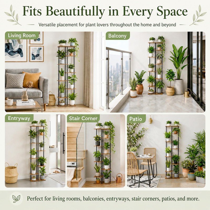 JEPRECO Corner Tall Plant Stand Indoor 8 Tier 10 Potted,