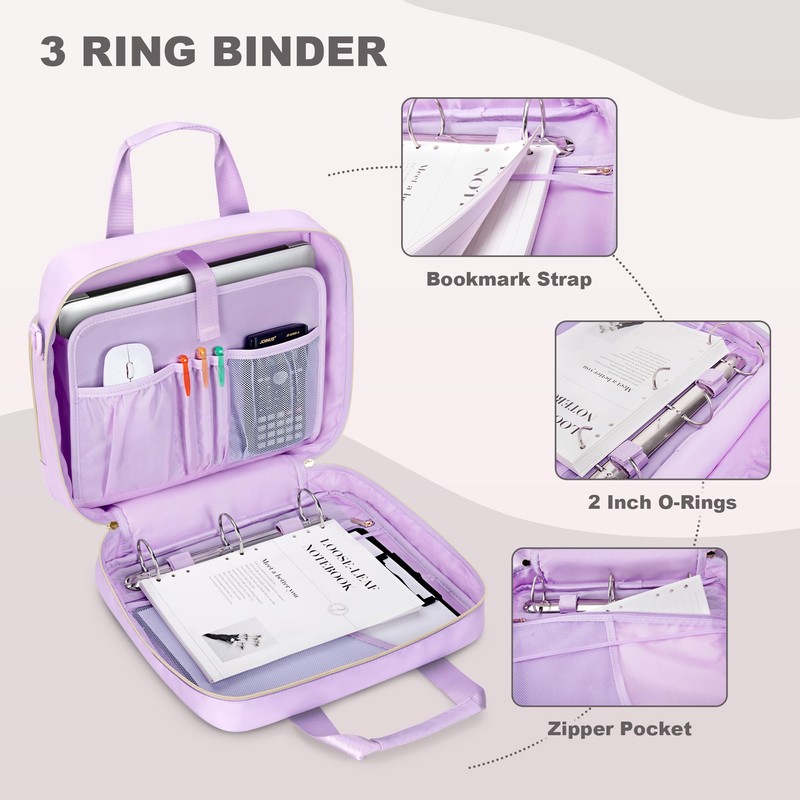 Prokva 3 Ring Zipper Binder 2 Inch, Accordion File Organizer