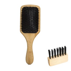 DFsucces Hair Brush, Pig Hair Comb, Kusunoki Bamboo Comb, Air Cushion Comb, Scalp Massage, Tangle-Free Brush, Improve Hair Quality, Silk Hair (9.8 x 3.4 inches (25 x 8.7 cm)