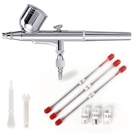 Professional Dual-Action Airbrush Kit, 0.2/0.3/0.5mm Nozzles, Gravity Feed Spray Gun Set,Airbrush Gun for Nail Art Painting MakeupModel Coloring