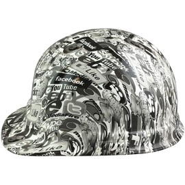 Hydrographic Cap Style Hard Hats with 6 Point Suspension - Social Media Logos Design