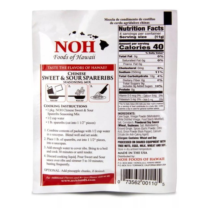 NOH Foods of Hawaii CHINESE SWEET-SOUR SPARERIBS Seasoning Mix 1.5