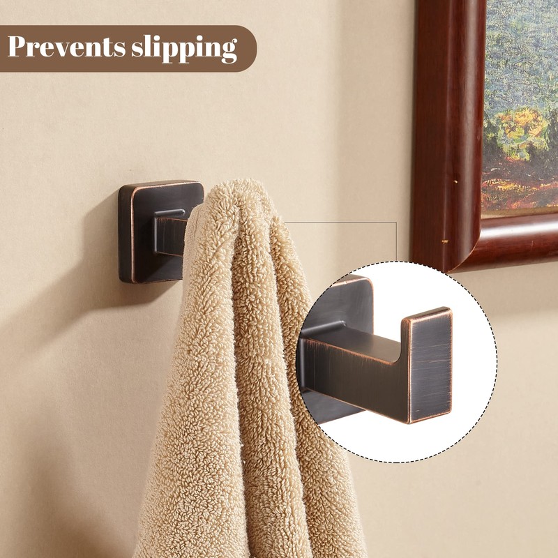 FORBATH Bronze Towel Hooks，Bathrooms Coat Hooks Wall Mounted，Oil Rubbed Square