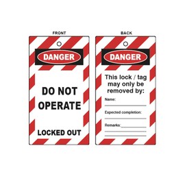 Lockout Tagout Do Not Operate Tags, Double Sided Message, Supplied in Packs of 10, Complete with Cable Ties