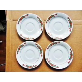 POINSETTIA & RIBBONS NEW OTHER(old stock)SET OF 4 CHRISTMAS POINSETTIA & RIBBONS SAUCERS 6"R