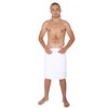Arus Men's Towel Wrap, 100% Turkish Organic Terry Cotton, White,