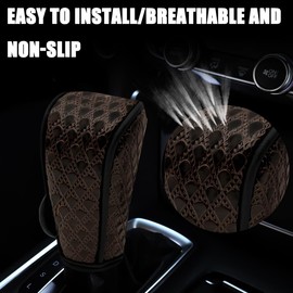 Bittwee Car Gear Shifting Knob Cover, Anti-Slip Anti-Scratch Automotive Shift Knob Gear Handle Stick Protector Cover, Vehicle Interior Decoration Accessories, Universal for SUV, Truck, RV (Coffee)
