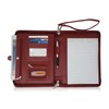 Junior Zippered Business Padfolio with Notepad - Burgundy PU Faux