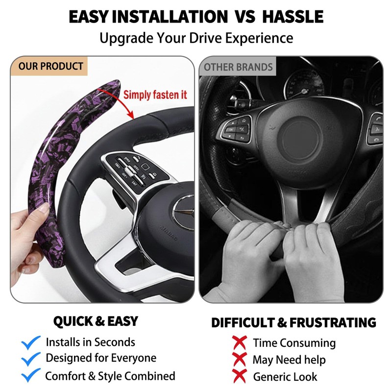 Premium Forged Carbon Fibre Steering Wheel Cover, Universal Fit for