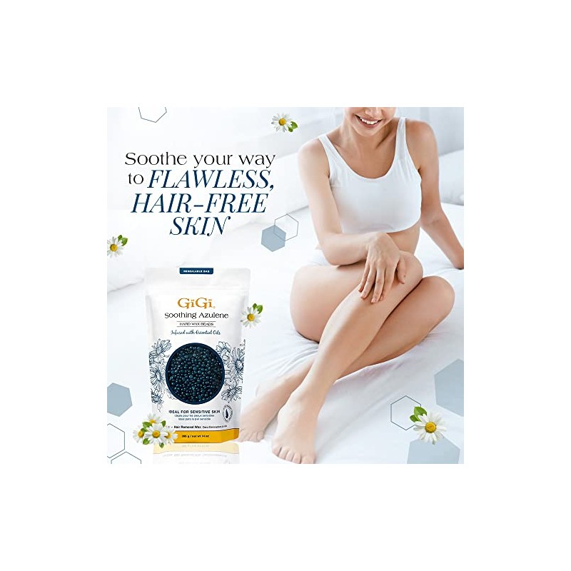 GiGi Hard Wax Beads, Soothing Azulene Hair Removal Wax for