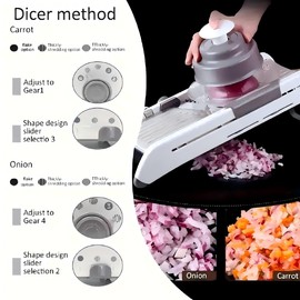 Adjustable Mandoline Slicer for Kitchen,Stainless Steel Vegetable Chopper Veggie Chopper with Waffle Maker Cheese Chopper Slicer with Adjustable Thickness-with Sharp Blade