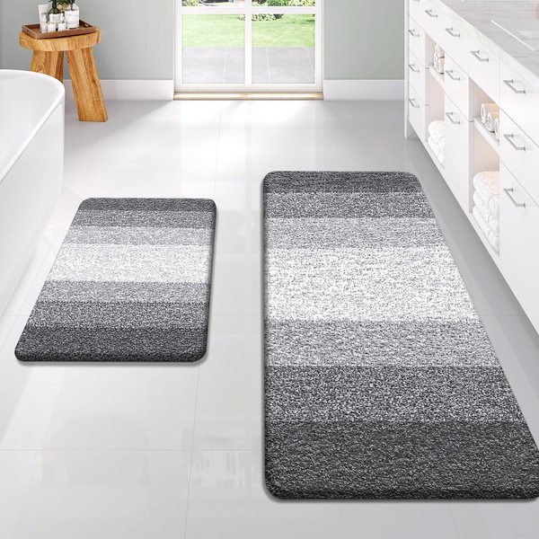 OLANLY Luxury Bathroom Rug Set 2 Piece, Soft Absorbent Microfiber