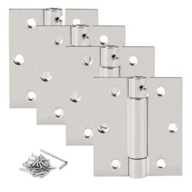 Neckip 4Pcs Self Closing Door Hinge,75mm Duty Square Stainless Steel Mortise Spring Automatic Closer Hinge Hardware with Mounting Screws Hardware