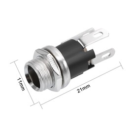 sourcing map 10Pcs PCB Mount DC Connector Jack Power Audio Video Socket 3 Pin Female 5.5mm x 2.1mm Black