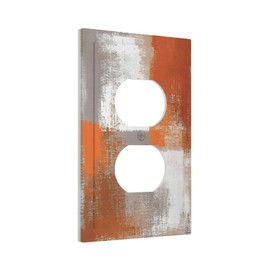 Orange Grey Abstract Art Oil Painting Outlet Covers 1 Gang Duplex Light Switch Cover Decorative Switch Plates Electrical Receptacle Faceplate Wall Plate For Home Farmhouse Decor