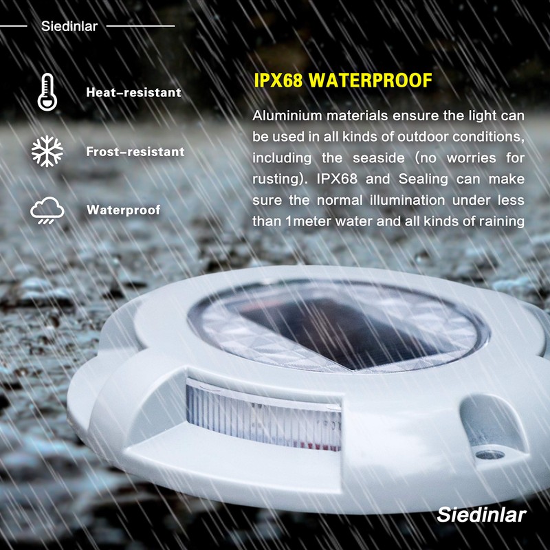 SIEDiNLAR Solar Deck Lights Driveway Dock LED Light Solar Powered