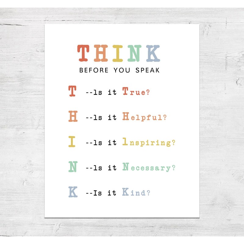 The Power of Thoughtful Words: Think Before You Speak Sign