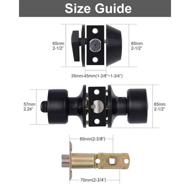 Lanwandeng 4 Sets Keyed Alike Entry Door Knobs and Single