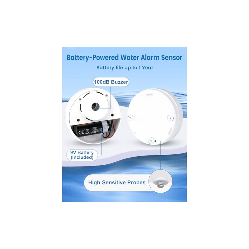 5-Pack Water Leak Detectors with 100dB Alarm for Home Safety