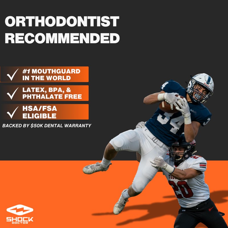 Shock Doctor Mouth Guard for Braces, Upper Teeth Protection, Instant