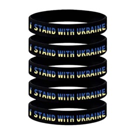 TrendyLuz Bands Ukraine Ukrainian Silicone Wrist Band Bracelet Wristband BLACK, 8 inch