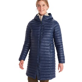 MARMOT Women's Echo Featherless Long Jacket - Lightweight, Hooded, Down-Alternative Insulated Jacket, Arctic Navy Shiny, Large