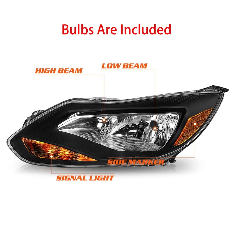 2PCS Headlights Assembly With Bulbs For 2012 2013 2014 Ford