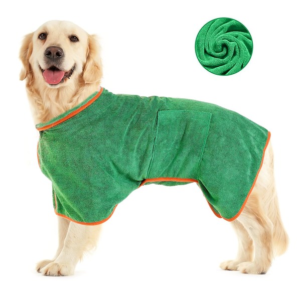 AmazeFun Microfibre Dog Bathrobe, with Velcro Fastening, Quick Drying Bath