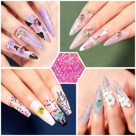 JERCLITY 40 Pieces Flower Nail Charms 3D Flower for Nails Bee Nail Charms Flower Nail Rhinestone for Acrylic Nails Resin Flowers Nail Charms for Women Nail Art(4 Colors)