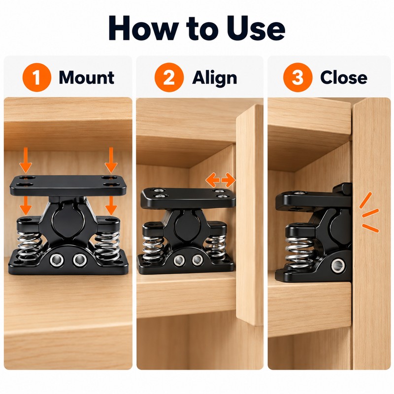 Spring Loaded Double Roller Door Catch Heavy Duty Cabinet Latch