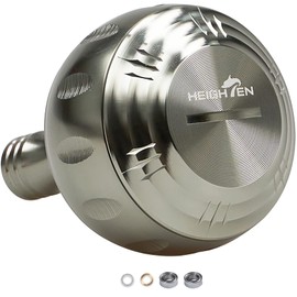 HEIGHTEN 1.4 inches (35 mm) Power Reel Handle Knob, 6 Colors, Compatible with Shimano Type A and Daiwa Type S, 70 Aircraft Aluminum, Harmer Series V2.0 (Gunmetal, 1.4 inches) (0088)