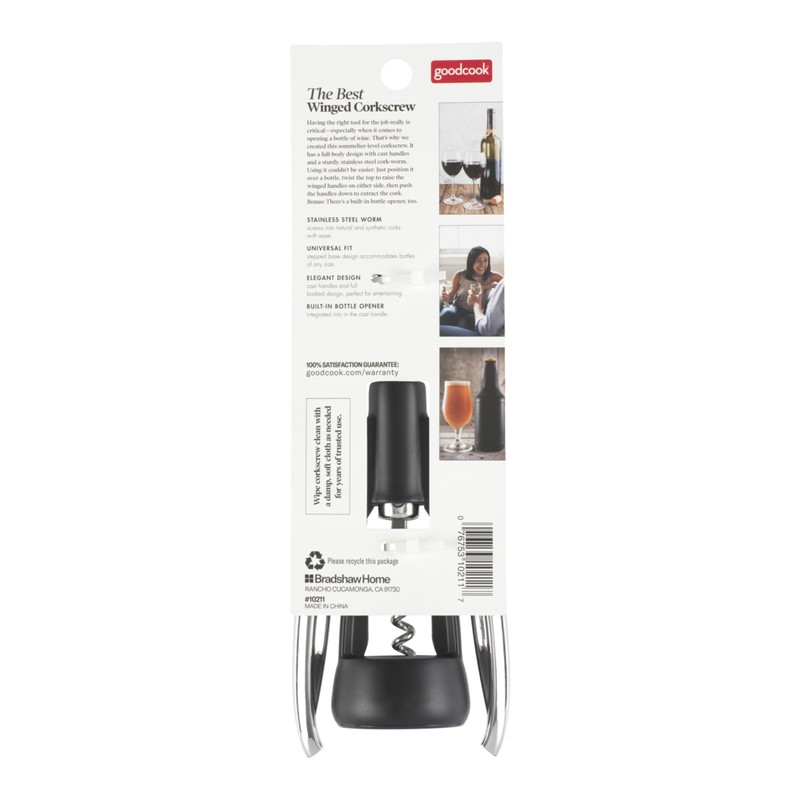 GoodCook Gourmet Deluxe Winged Corkscrew, Stainless Steel Worm, Universal Fit
