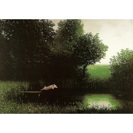Picture Peddler Diving Pig Michael Sowa Dock Flying Pig Animals Funny Print Poster 27.5x19.5