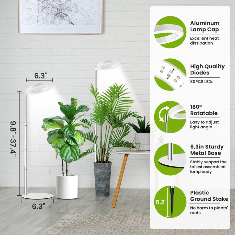 Kullsinss Grow Lights for Indoor Plants, 80 LEDs Full Spectrum