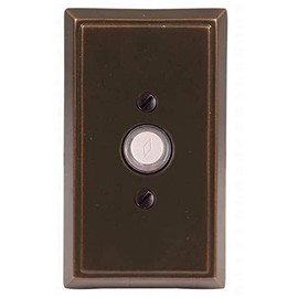 Emtek 2403 4-3/8" Height Rectangular Style Brass Lighted Doorbell Rosette, Polished Brass