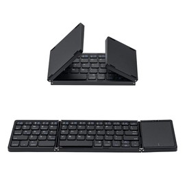 Mcbazel Faltbare kabellose Tastatur mit Touchpad für Tablet/Handy/PC, tragbare Tastatur, kabellos, wiederaufladbar, unterstützt mehrere Geräte/iOS/Android/MacOS/Windows, Schwarz