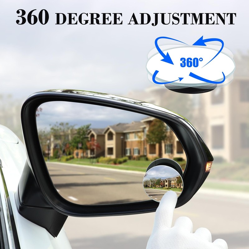 LivTee Blind Spot Mirror, 2" Round HD Glass Frameless Convex