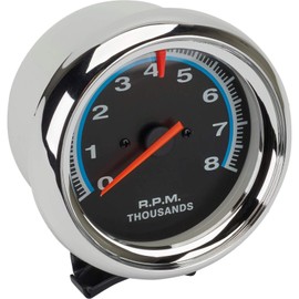 3-1/2" Chrome Electric Tachometer Kit 8K RPM - Perfect for Hot Rods, Comprehensive On-Dash/Under-Dash/Steering Column Installation, Steel Mounting Bracket, Hardware & Electrical Connectors Included