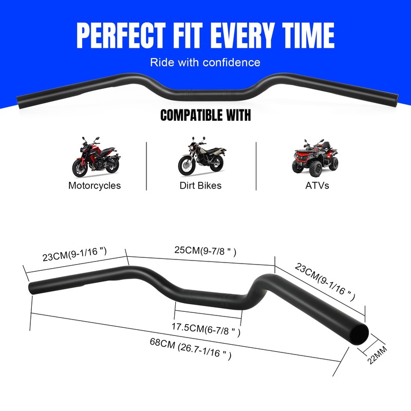 DREAMIZER 7/8 motorcycle handlebars, Universal 22mm Handlebars Motorcycle Bars for
