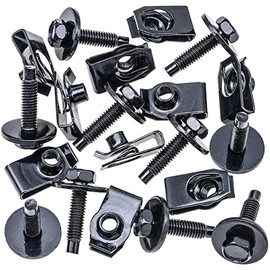 Rexka 10 Sets M6-1.0 Extruded U Nuts & Hex Head SEMS Body Bolts Kits for GM Ford Chevy ChryslerJeep Dodge - Multipurpose - Bumper Fender Splash Shield Under Cover Hood Engine