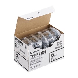 キングジム 【純正】 テプラPROテープカートリッジ エコパック5個入 6mm 白ラベル/黒文字 長さ8m SS6K-5P