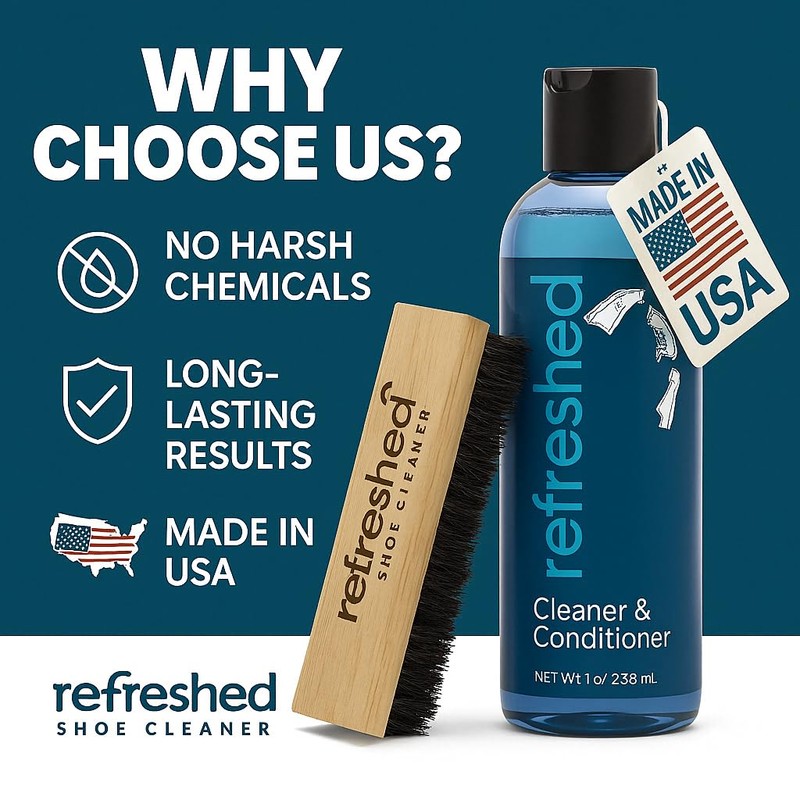 Refreshed Shoe Cleaner & Conditioner | 1x Cleaning Solution, 1x