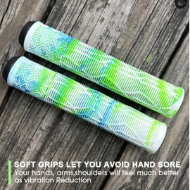 Scooter Grips - Mixed Cool Bike Bicycle Scooter Handlebar Grips | 160mm Soft Handle Grips for Pro Stunt Kick Scooter, BMX Bikes,Mountain Bike