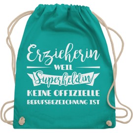 Shirtracer - Gym Bag Backpack - Bags - Teacher Superhero Gift, 08 Turquoise, Unit size