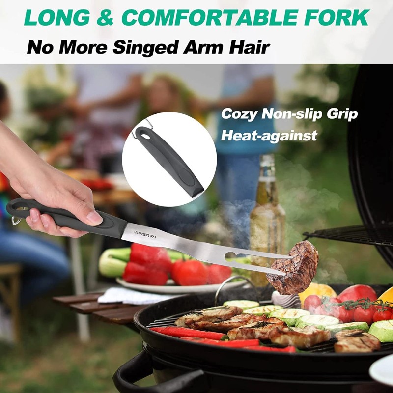 HAUSHOF 3 Pcs Grill Accessory Heavy Duty BBQ Set Barbecue