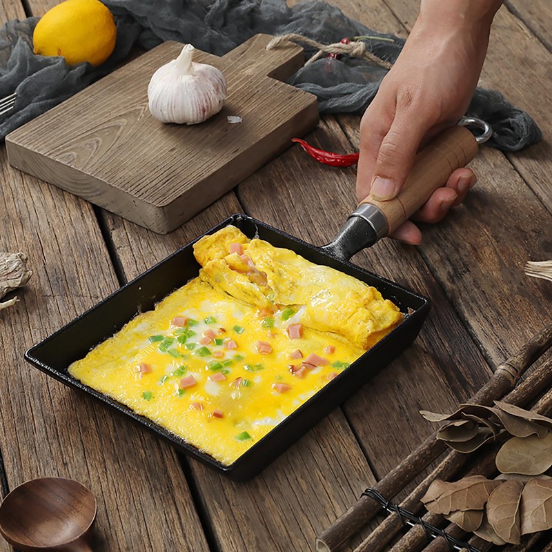 Toutrop 7.5" Cast Iron Omelette Pan, Rectangle Tamagoyaki Egg Roll