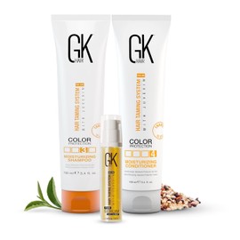 GK HAIR Global Keratin Moisturizing Shampoo and Conditioner Set 100ml I Organic Argan Oil Hair Serum 10ml For Frizz Control Dry Damage Hair Repair