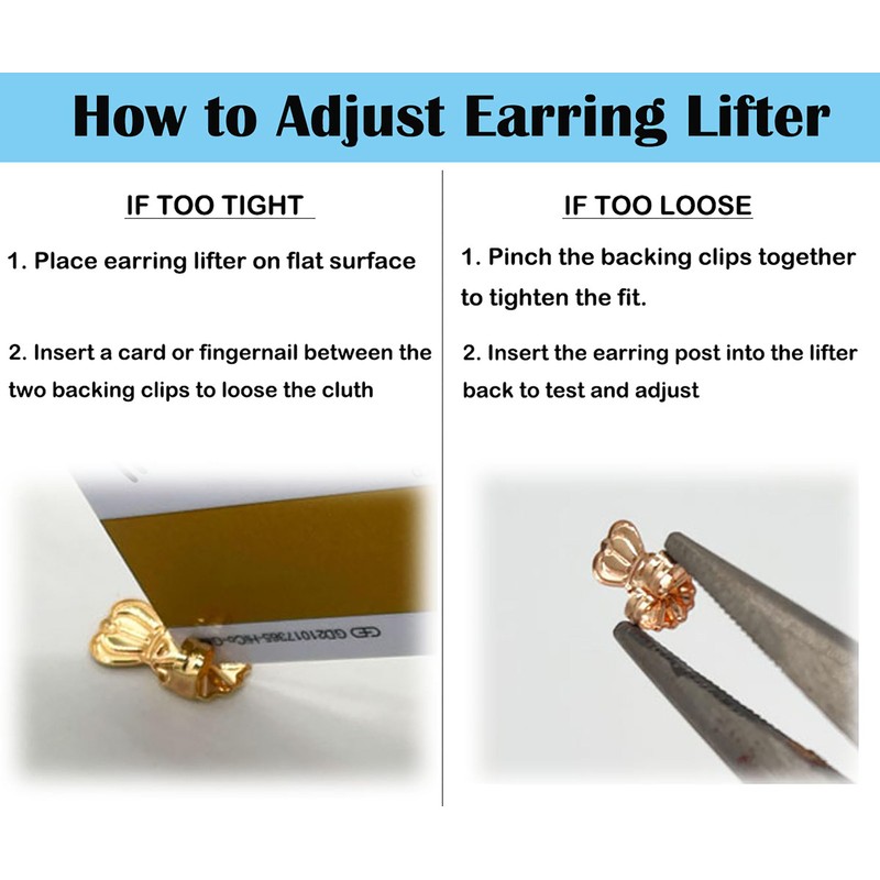 3 Pairs Adjustable Silver Earring Backs for Droopy Ears, Hypoallergenic